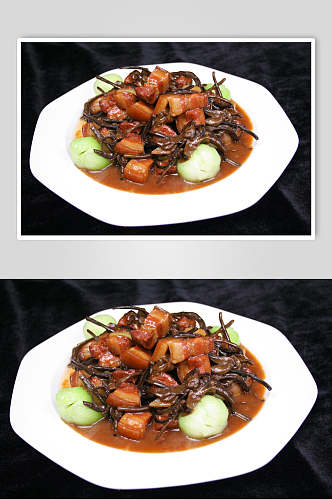 茶树菇红烧肉家常菜食品图片