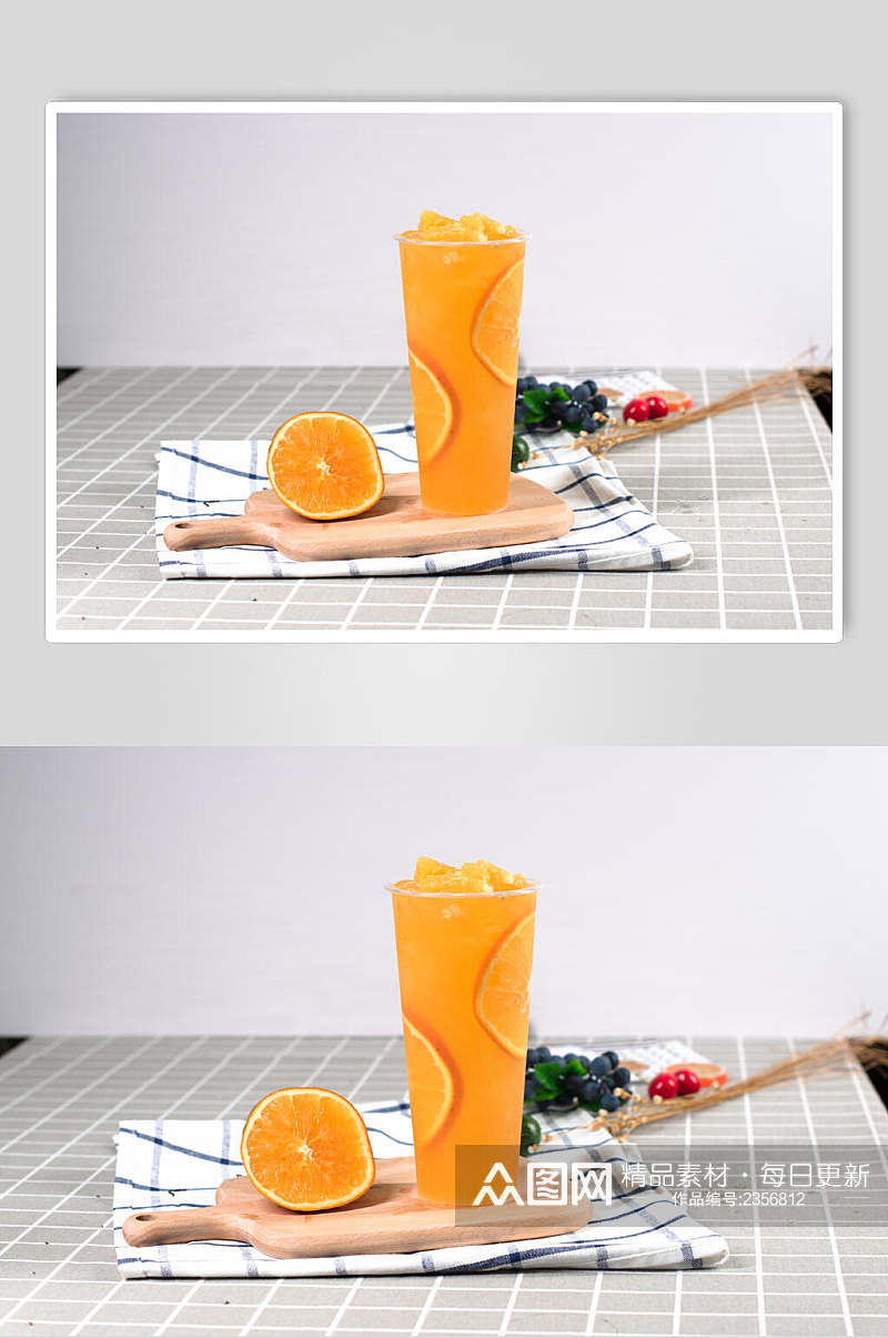 夏日冰凉橙汁果汁饮品摄影图素材