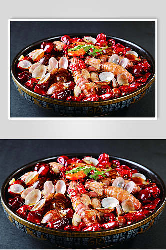 招牌富贵海鲜锅食品摄影图片