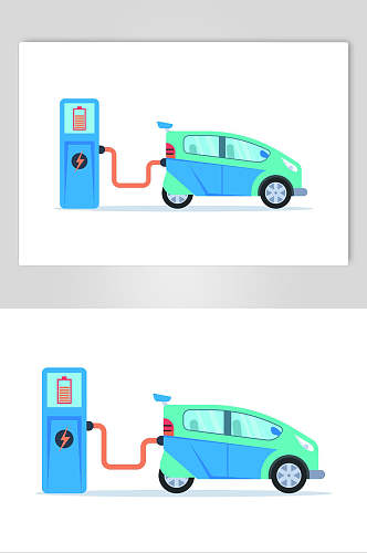 新能源电动汽车矢量插画素材
