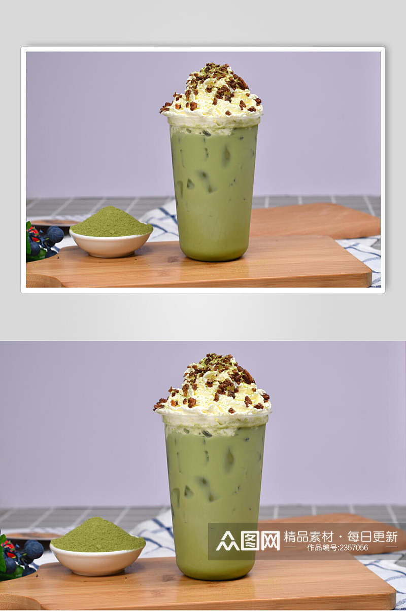夏日冰凉抹茶冰淇淋饮品摄影图片素材