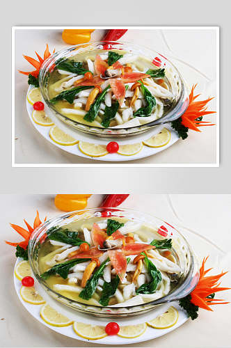 野菌面鱼餐饮摄影图片