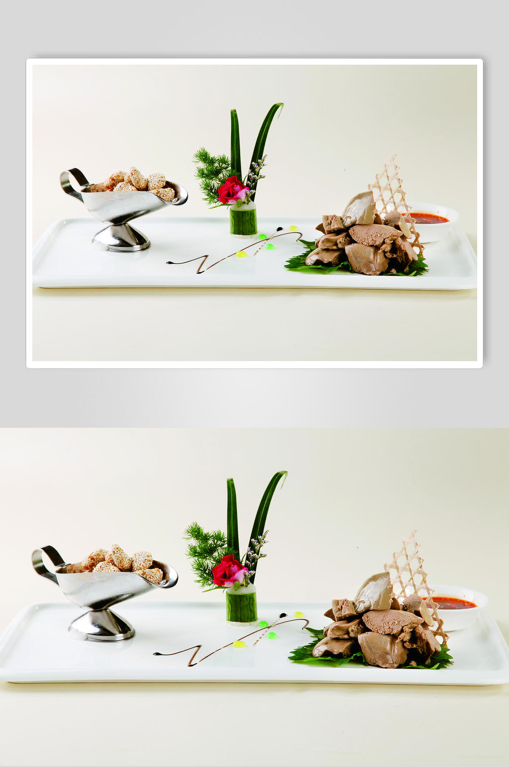 鹅肝拼腰果食物高清图片素材