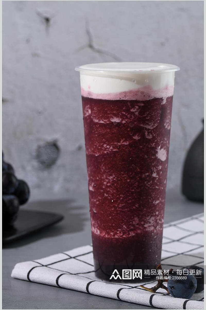 夏日美食葡萄饮品奶茶摄影图素材