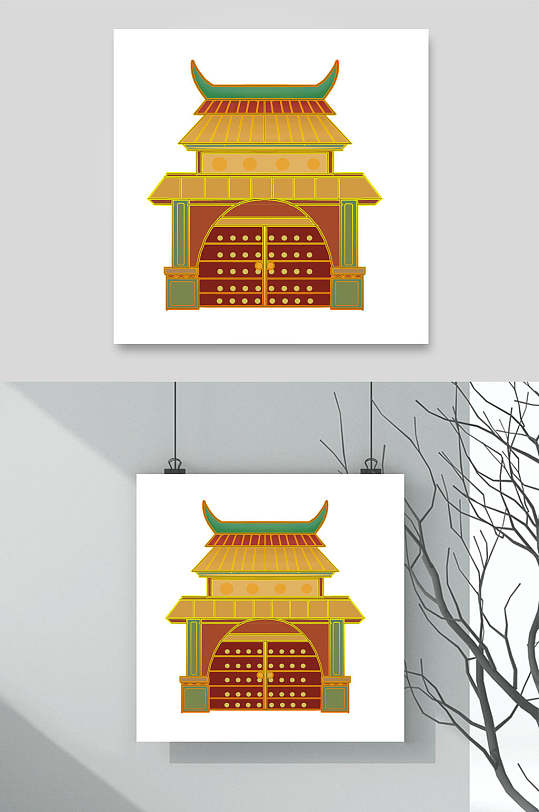传统建筑插画素材古代楼