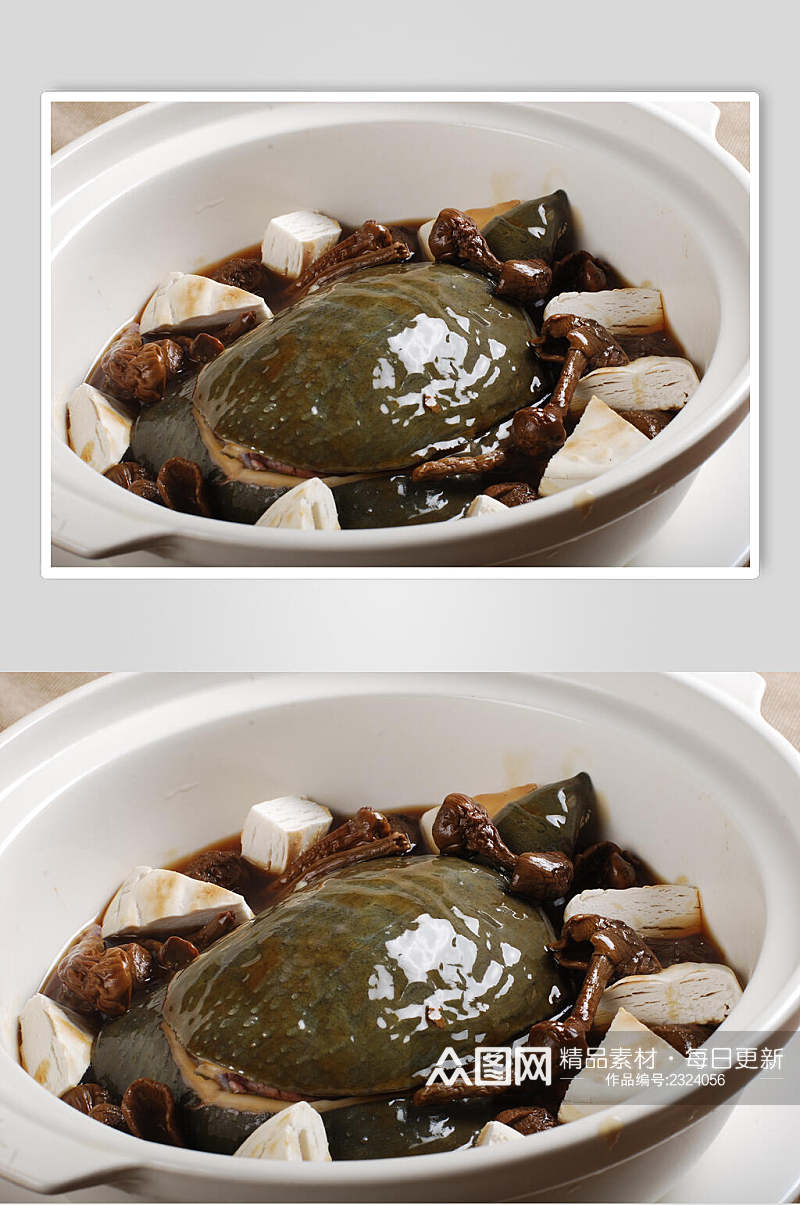 松茸焖甲鱼泡饼食物高清图片素材
