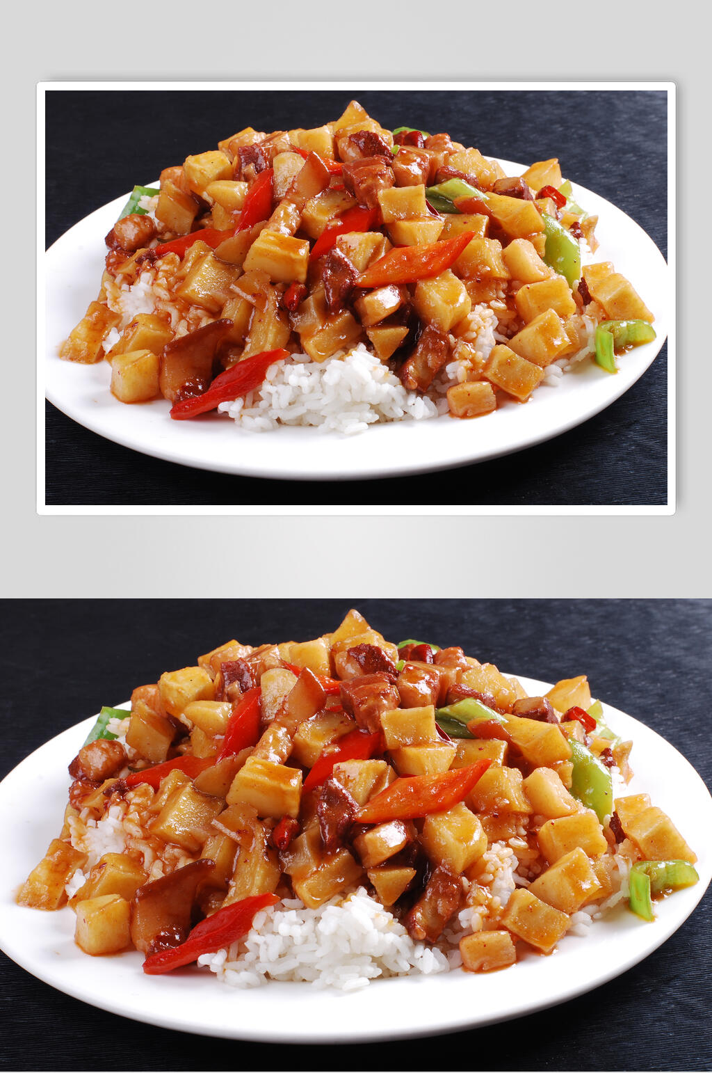 川椒土豆烧肉扒饭食物图片素材
