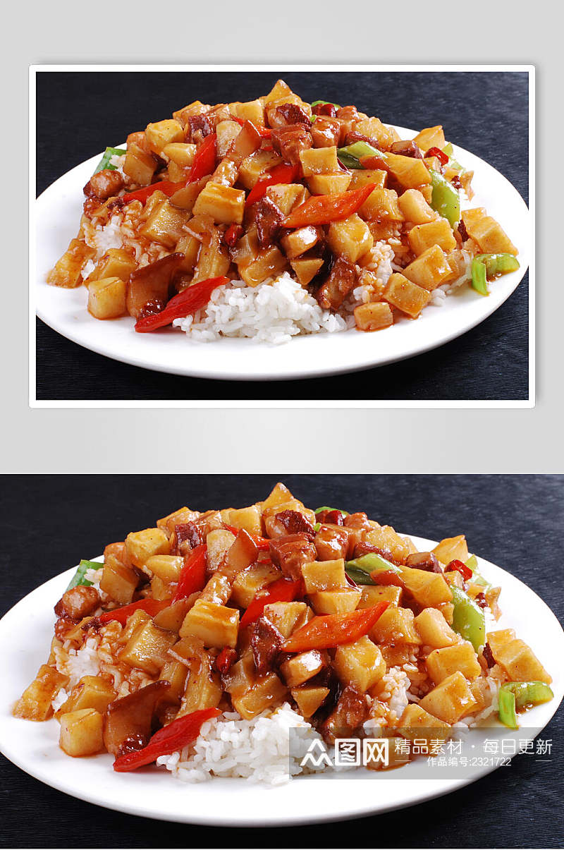 川椒土豆烧肉扒饭食物图片素材