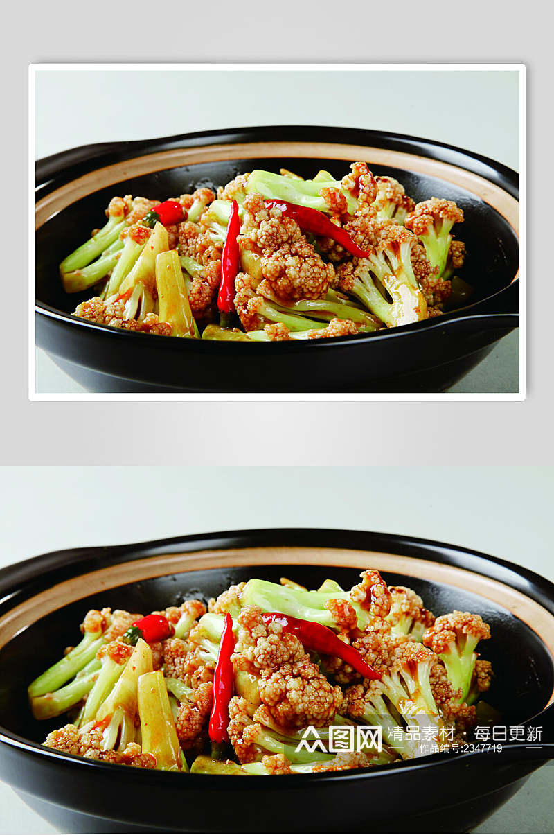砂锅大碗有机花菜美食高清图片素材
