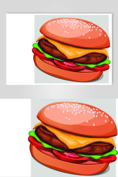 汉堡食物美食插画矢量素材