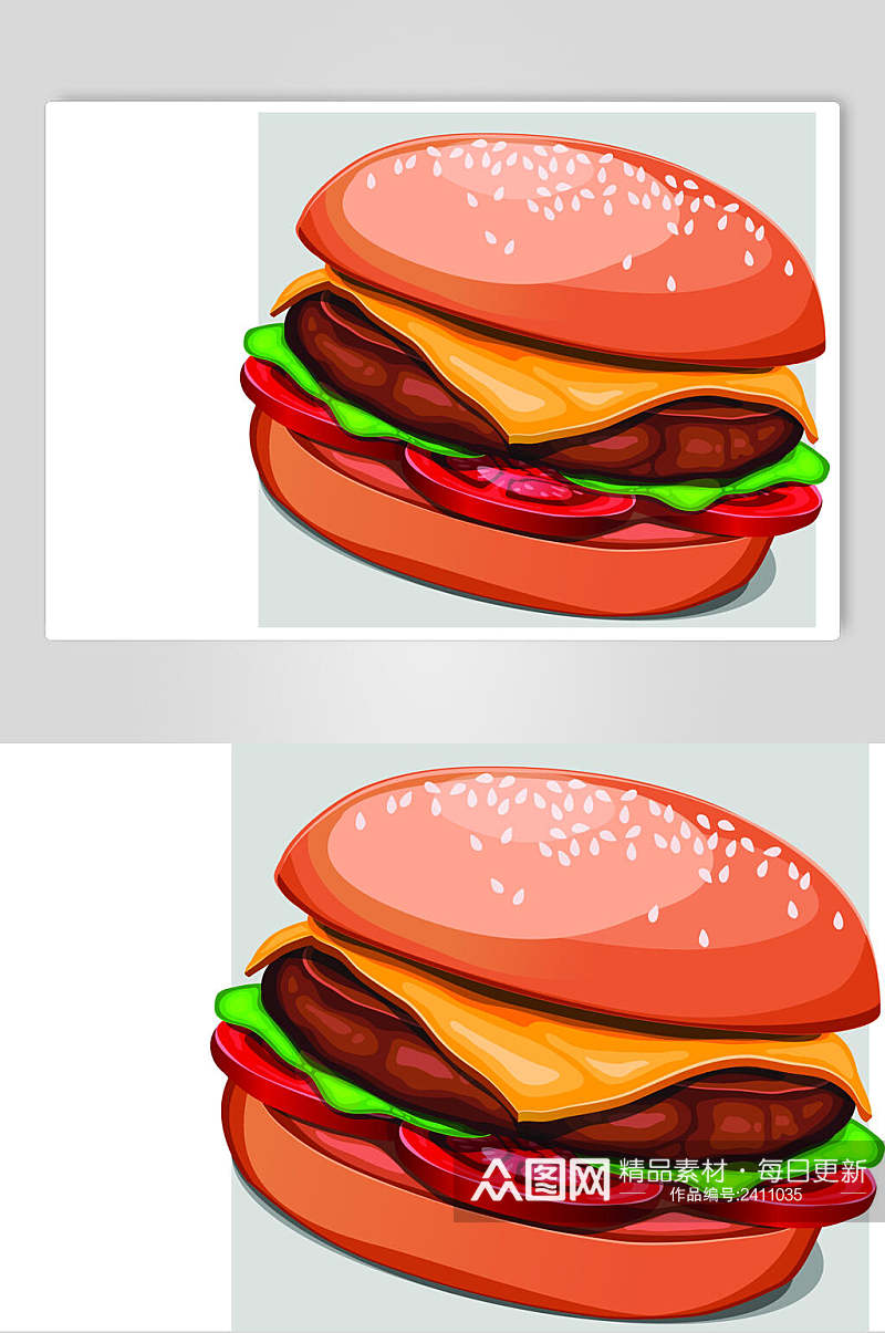 汉堡食物美食插画矢量素材素材