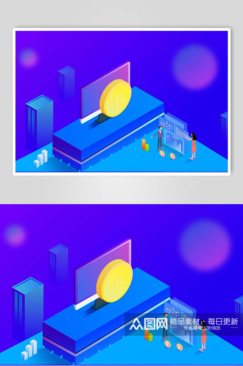 蓝色矢量字母设计元素素材