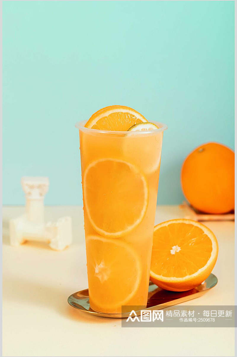 夏日橙汁冰凉饮品摄影图素材