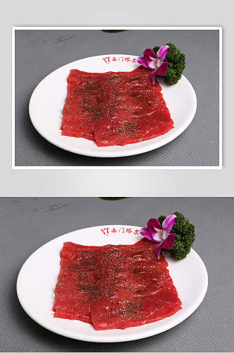西门塔尔黑椒牛肉食物高清图片