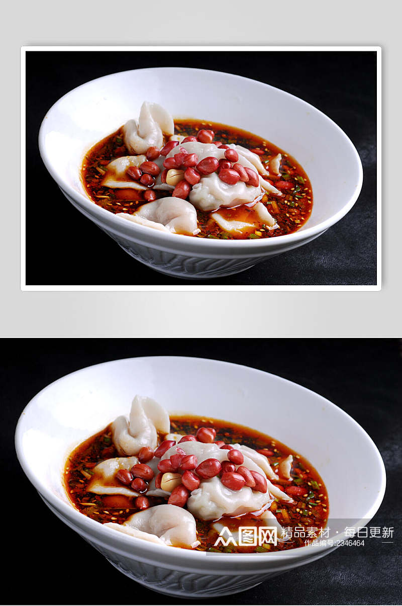香辣红油水饺摄影图片素材