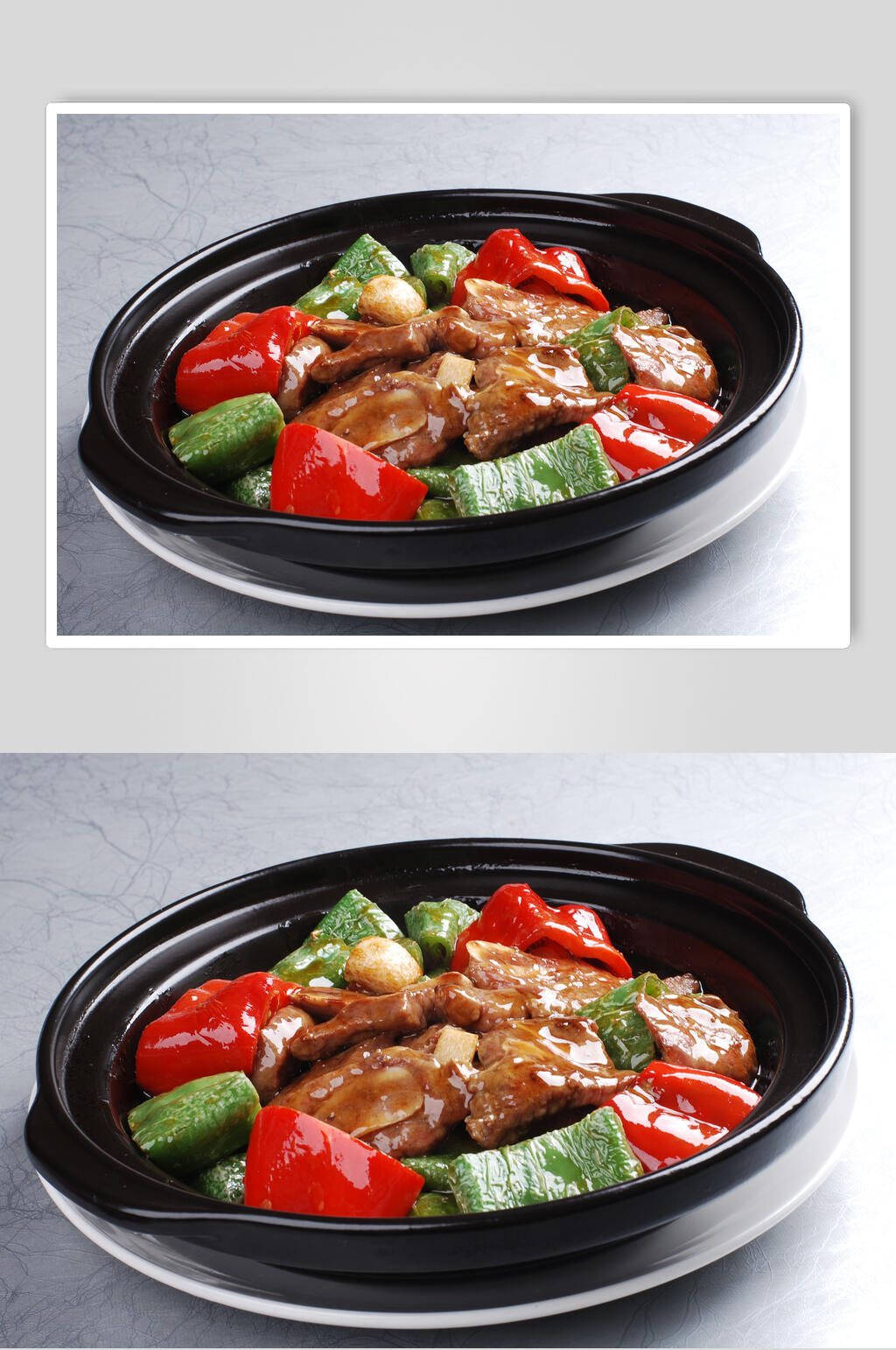 虎皮尖椒牛仔骨食物高清图片素材
