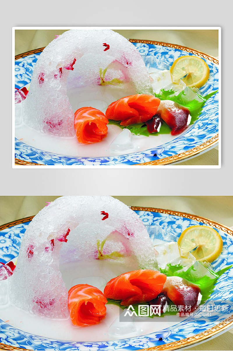 精品三文鱼北极贝刺身食品图片素材