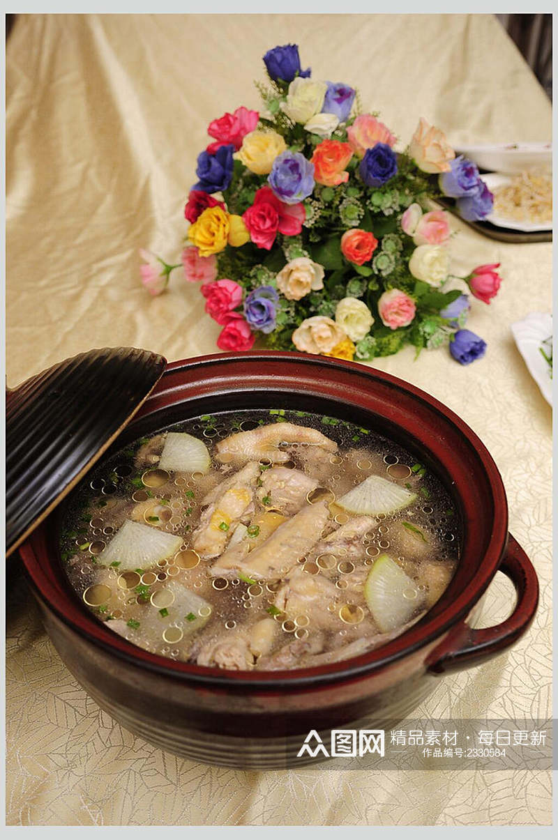 清炖土鸡汤食物图片素材
