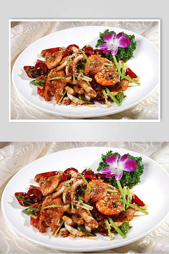 香辣鱿鱼虾餐饮食品图片