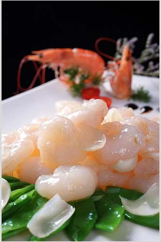 翡翠百合酿水晶虾仁餐饮食品图片