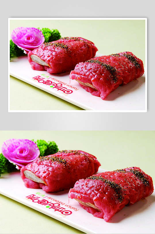 牛排卷肉餐饮高清图片