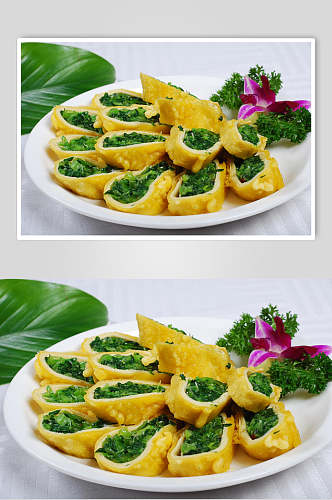 虎皮香椿卷食品摄影图片
