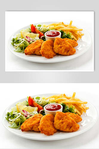 经典小吃鸡肉卷鸡块食物高清图片