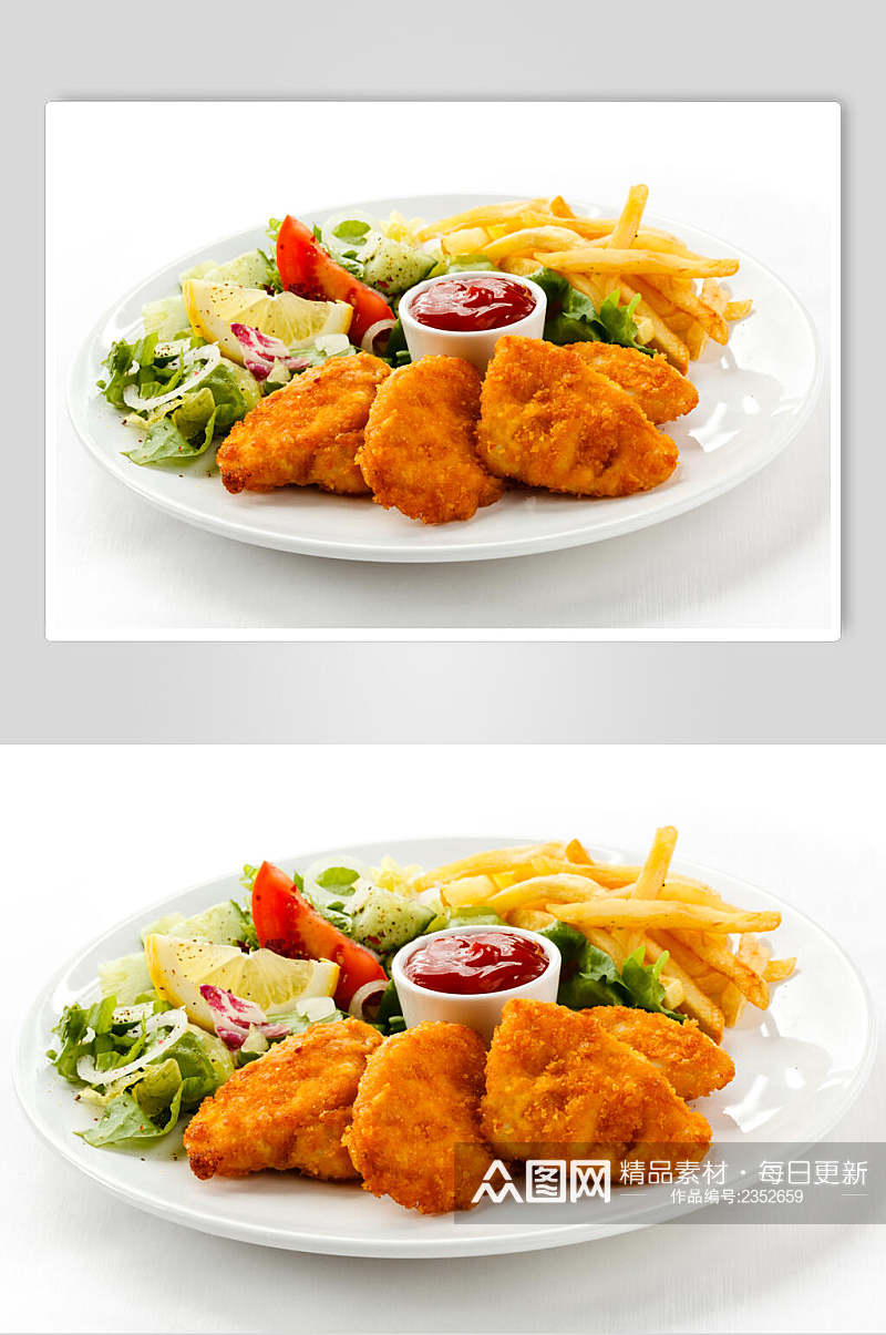 经典小吃鸡肉卷鸡块食物高清图片素材