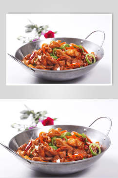 新鲜干锅肥肠食物高清图片