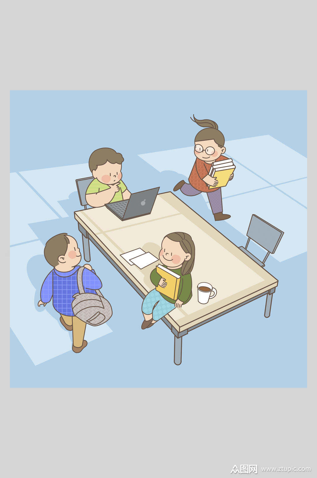 学生放学人物插画素材