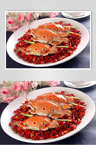 招牌美味海鲜香辣蟹餐饮高清图片
