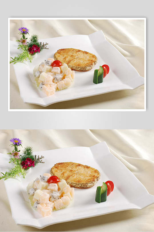 日式沙律银鳕鱼食品摄影图片