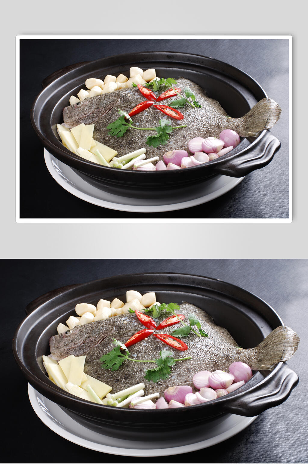 豉汁沙窝焗多宝鱼食品高清图片素材