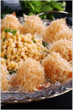金丝沙拉虾食物高清图片