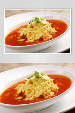 新鲜西红柿煮鸡蛋餐饮摄影图片
