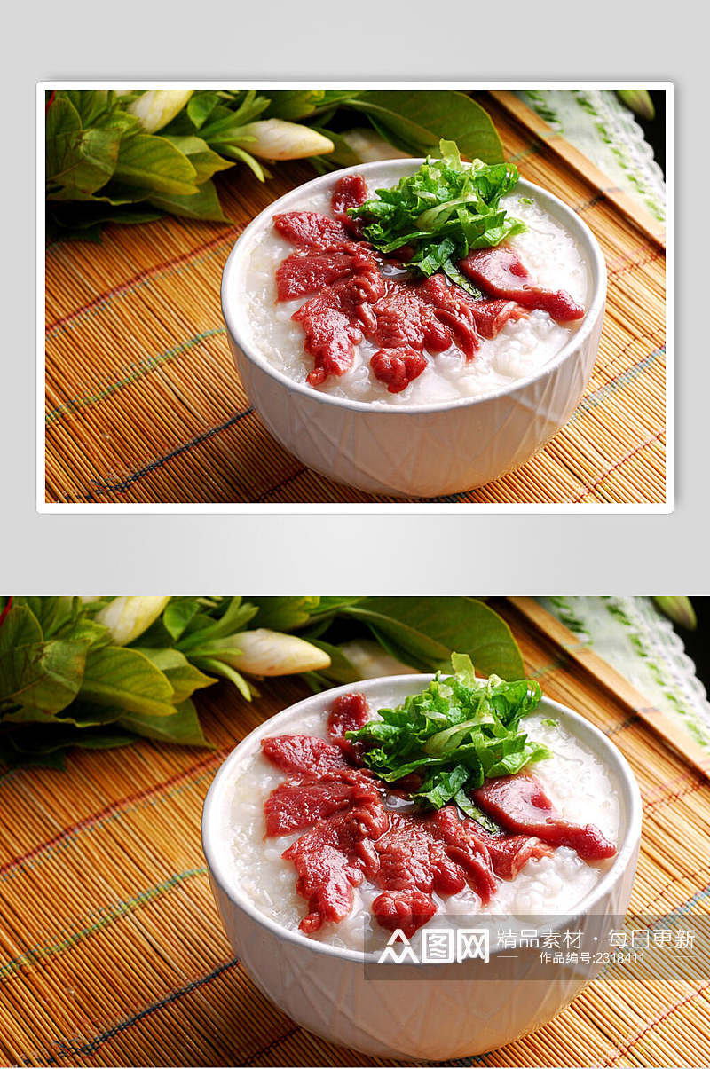 牛肉生菜粥食物高清图片素材