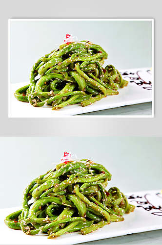 蒜香龙豆食物实拍图片