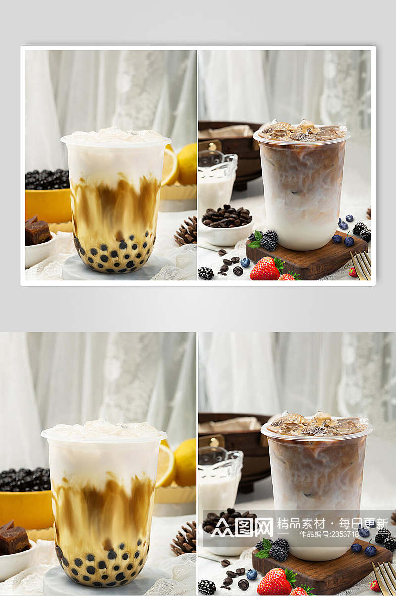 夏日脏脏茶冰凉饮品摄影图素材
