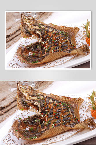 竹网多宝鱼食物摄影图片