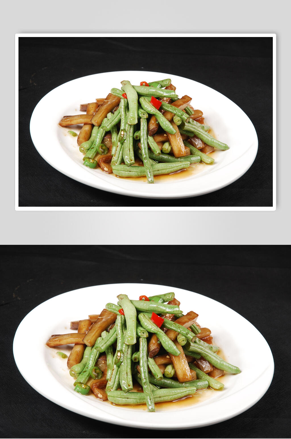 广茄烧豆角食物图片素材