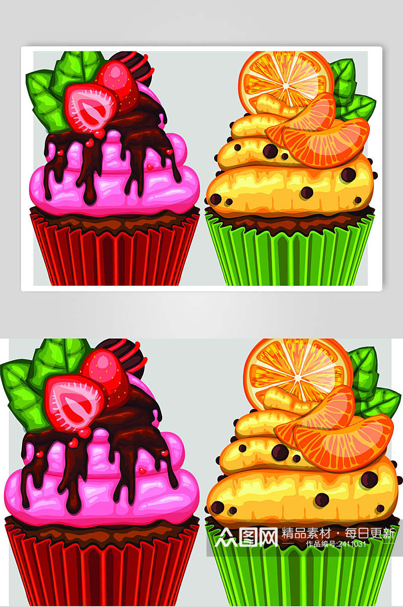 清新小蛋糕食物美食插画矢量素材素材