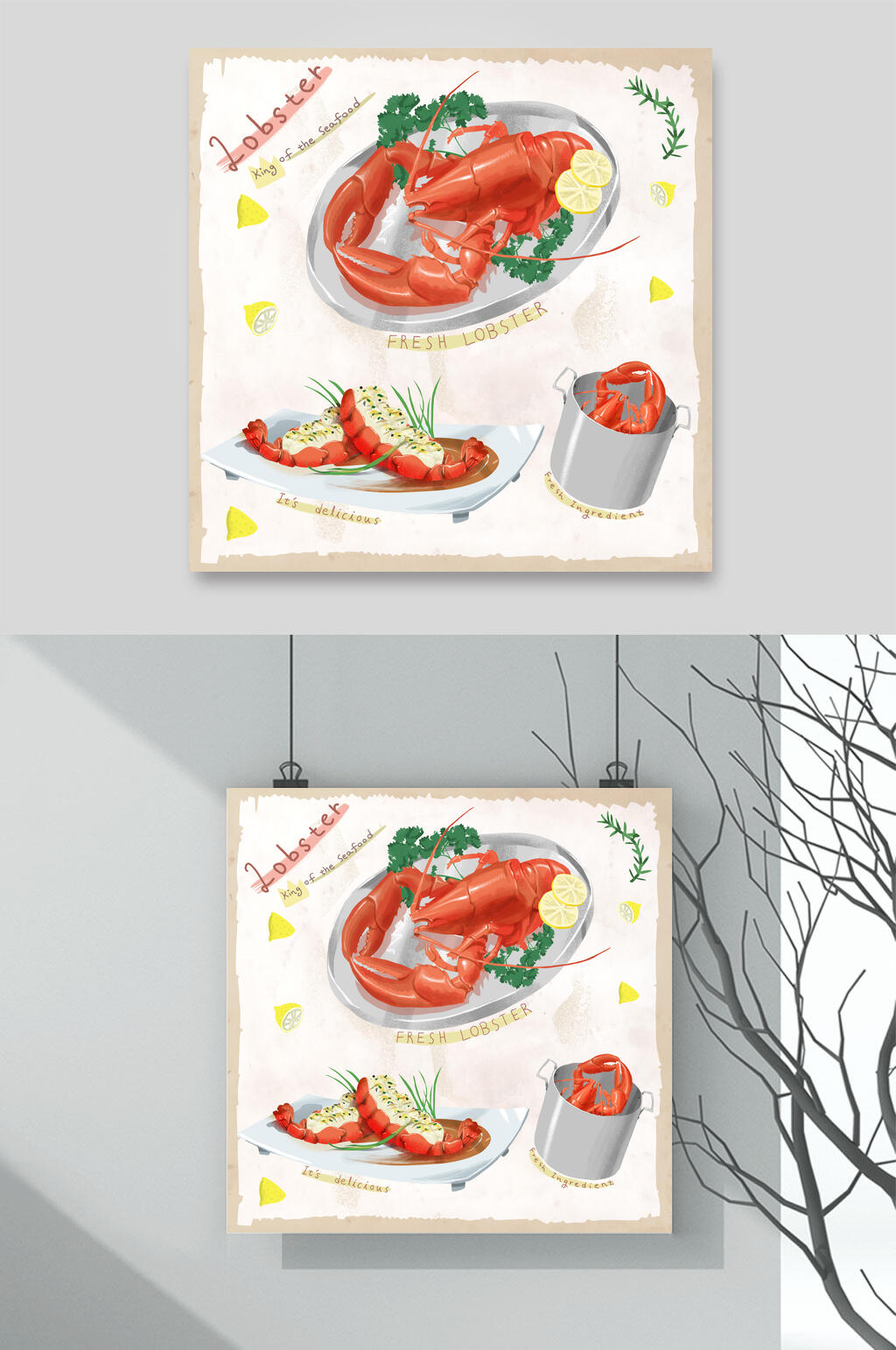 海鲜大龙虾美食素材素材