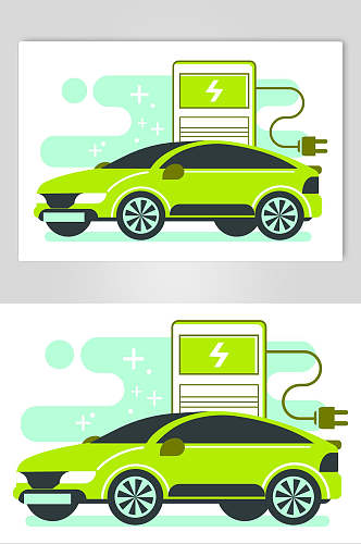 新能源电动汽车矢量插画素材