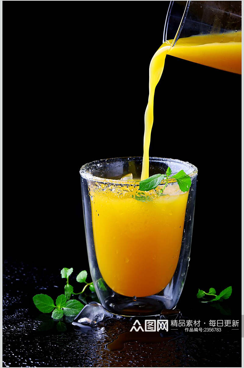 夏日新鲜橙汁饮品奶茶摄影图素材
