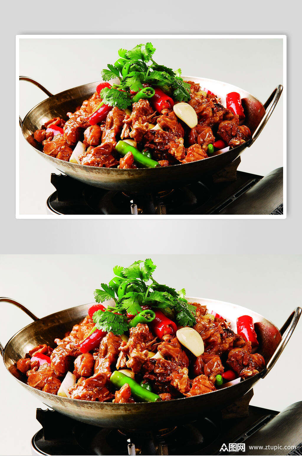 香辣干锅野兔食物摄影图片