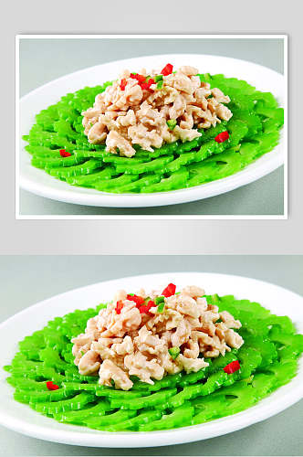 绿色苦瓜桃仁食品图片