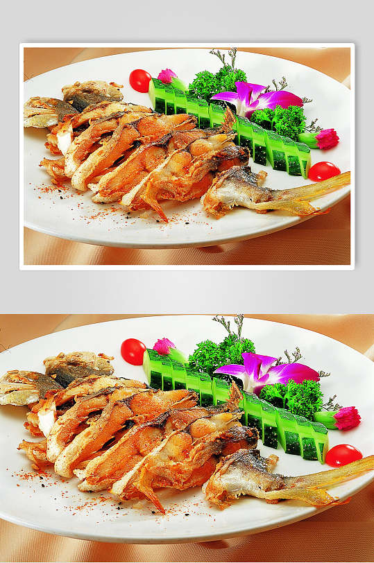 香煎金鲳鱼餐饮高清图片