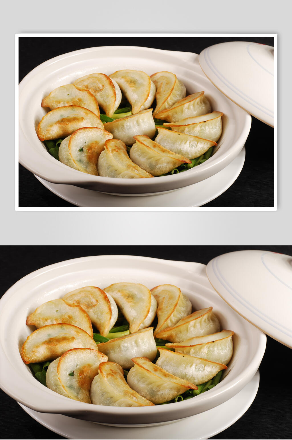 特色葱香煎饺食品摄影图片素材