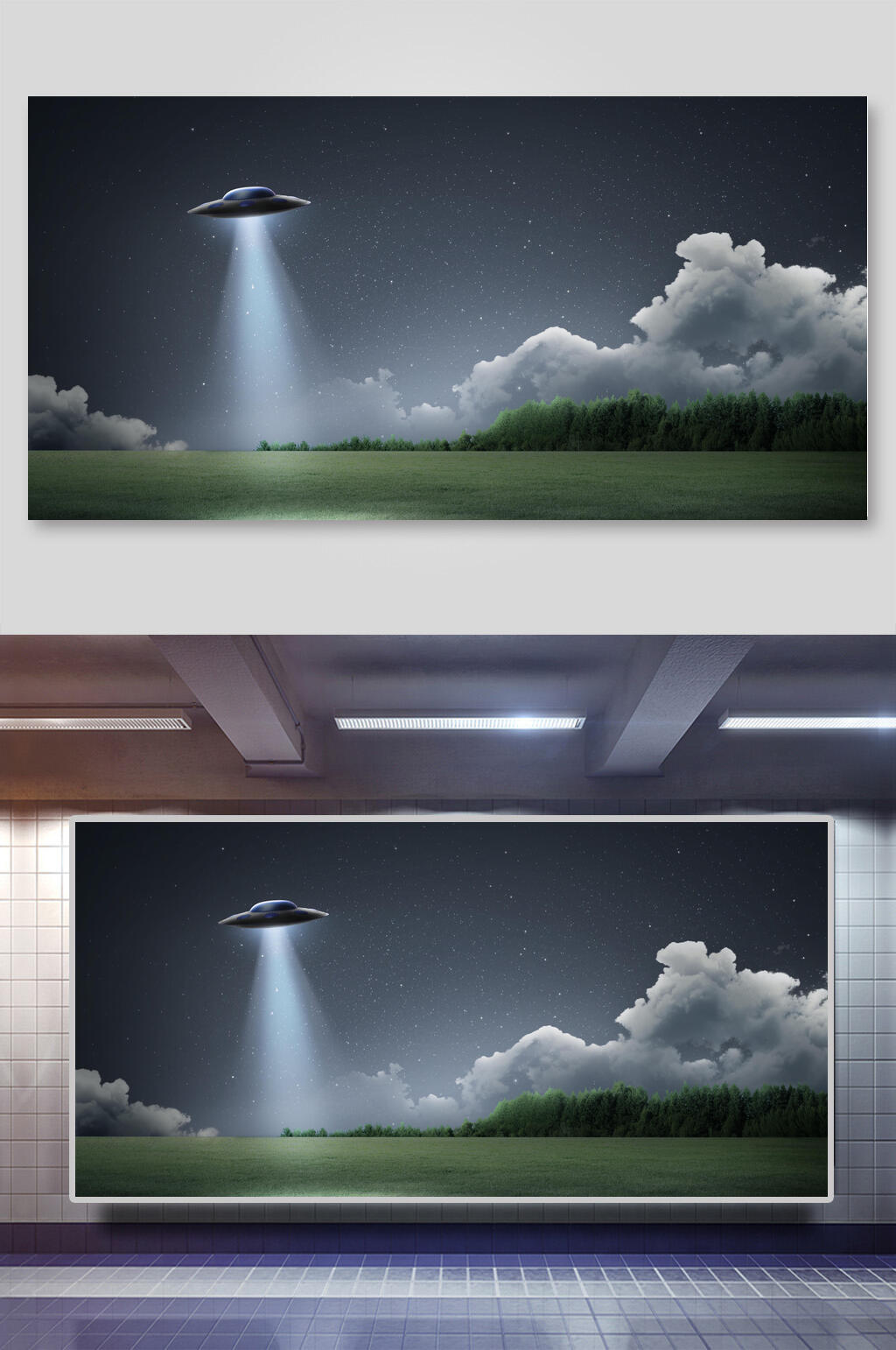 飞船灰色太空科技星球背景展板素材
