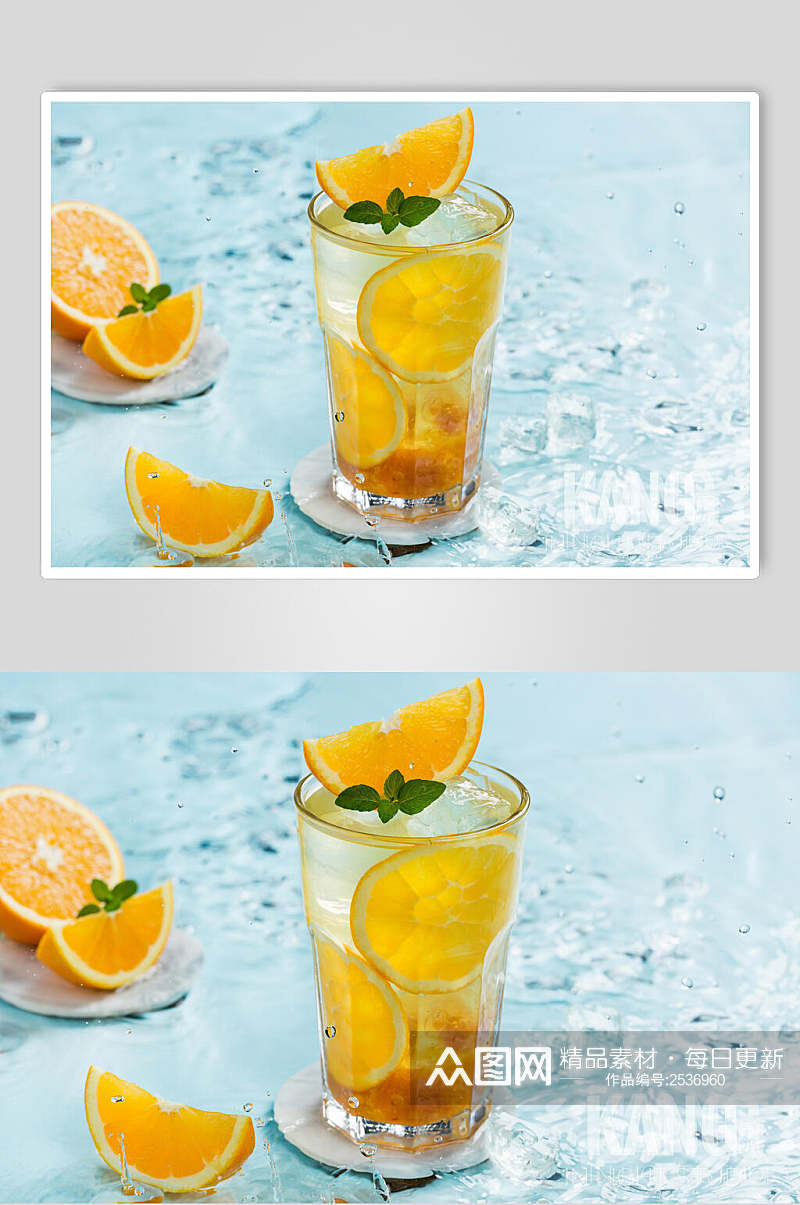 夏日清凉橙汁奶茶场景摄影图素材